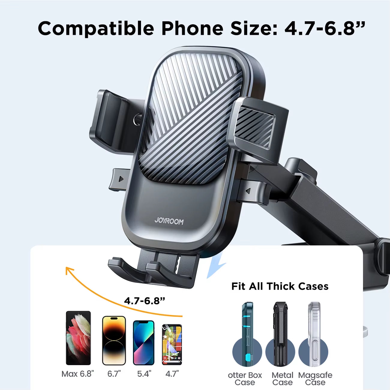 Car Phone Holder Cell Phone Car Mount Universal 360° Rotatable Phone Holder for Car Dashboard Windscreen 4.7-6.8''Phones