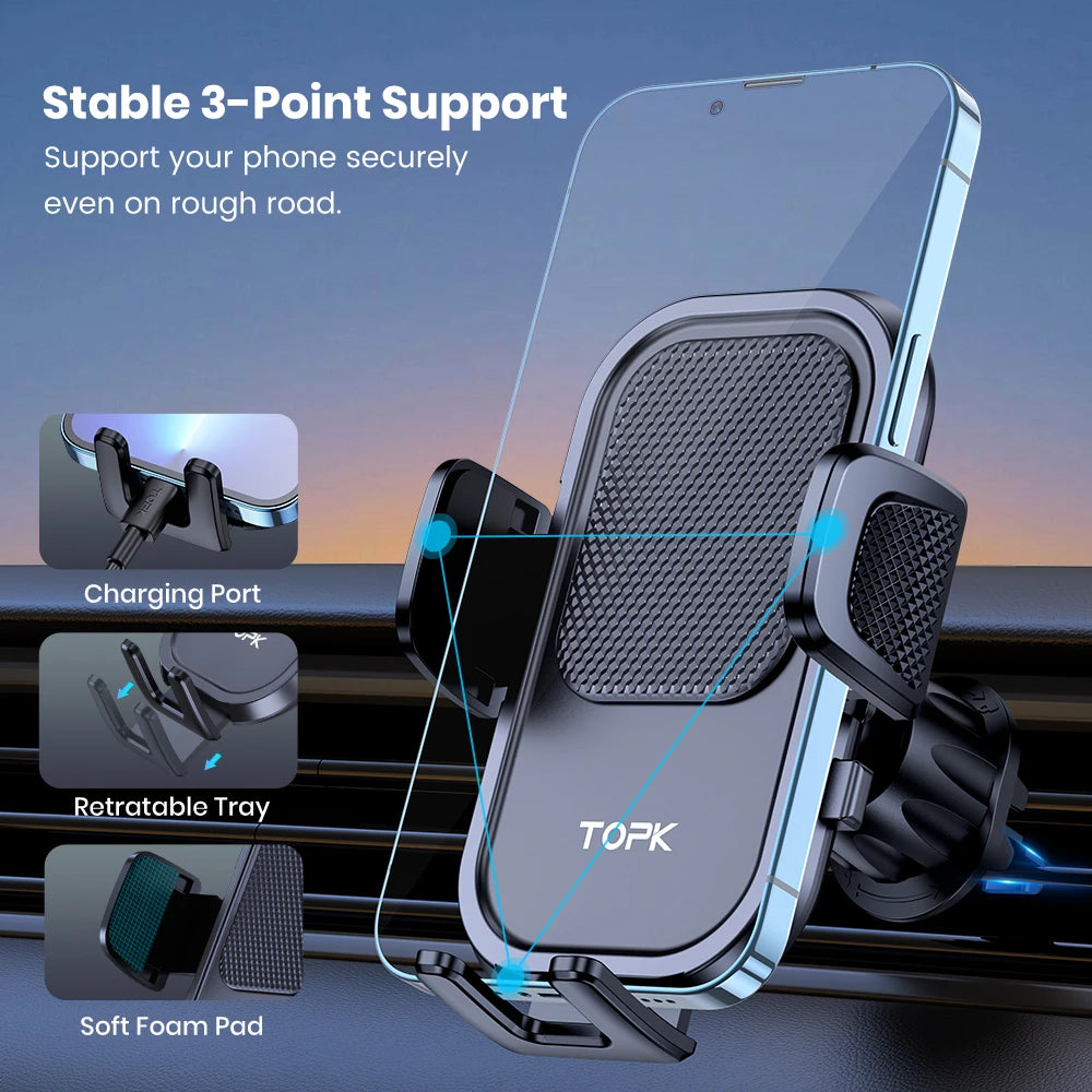 Car Phone Holder Car Mount with Hook Clip for Car Air Vent 360° Rotation Phone Mount for Cellphones